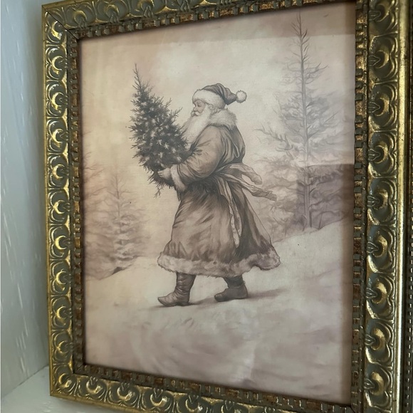 Vintage Santa Claus Framed Artwork - Picture 1 of 1